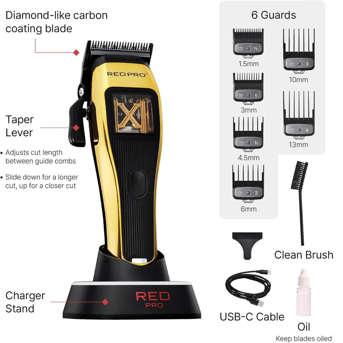 Red Pro X-King Vector Motor Cordless Clipper Gold #VCL01