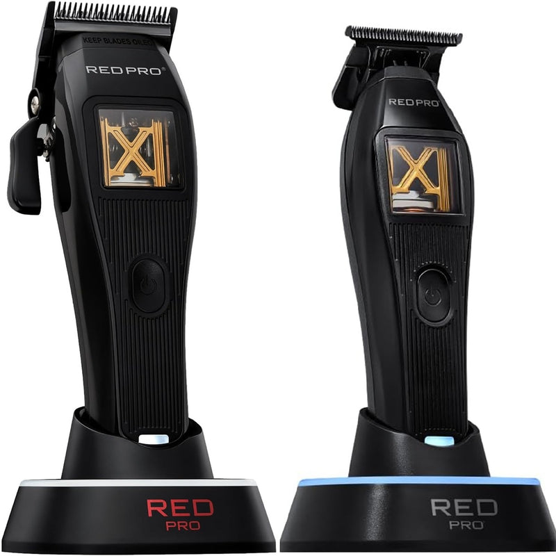 Red Pro X-King Vector Motor Cordless Clipper & Trimmer Black [DUO]