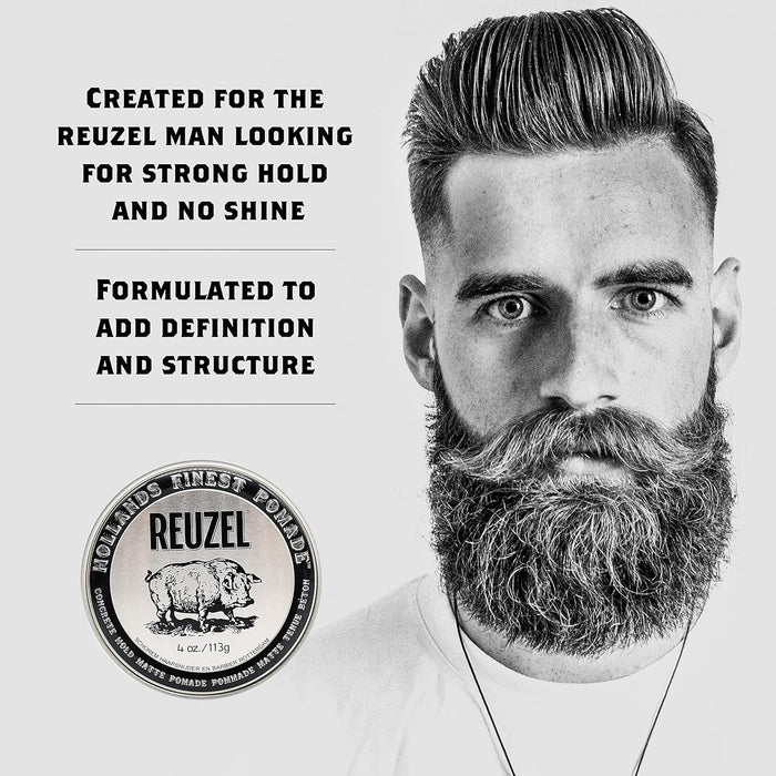 Reuzel Concrete Hold Matte Pomade - Strong, Flexible Hold 4 oz