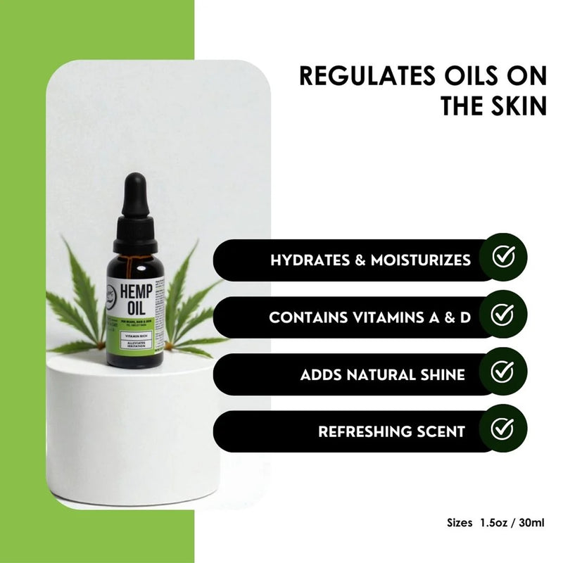 Rolda Hemp Oil For Beard, Hair & Skin 1 oz