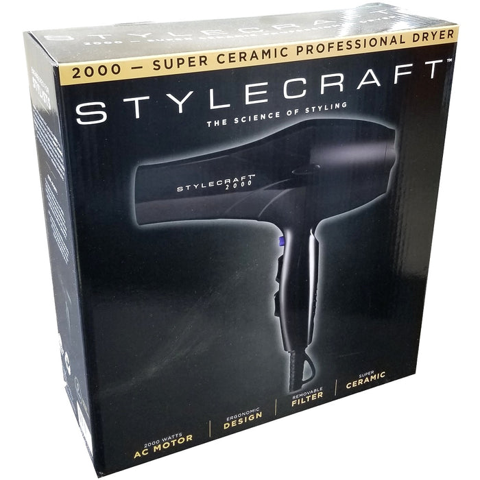 Stylecraft 2000 Super Ceramic Professional Dryer - Black #SC2000C