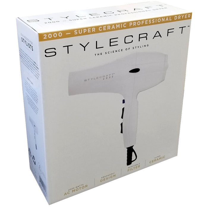 Stylecraft 2000 Super Ceramic Professional Dryer - White #SC2000CW