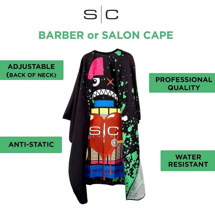 Stylecraft Radioactive Barber & Stylist Cape - Black #SC311B