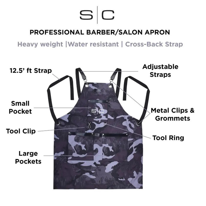 Stylecraft Heavy Weight Waterproof Barber/Salon Hair Cutting Apron Black Camo #SC314B