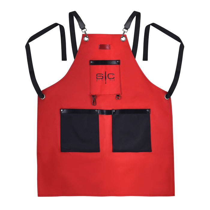 Stylecraft Heavy Weight Waterproof Barber/Salon Hair Cutting Apron Red/Black #SC315R