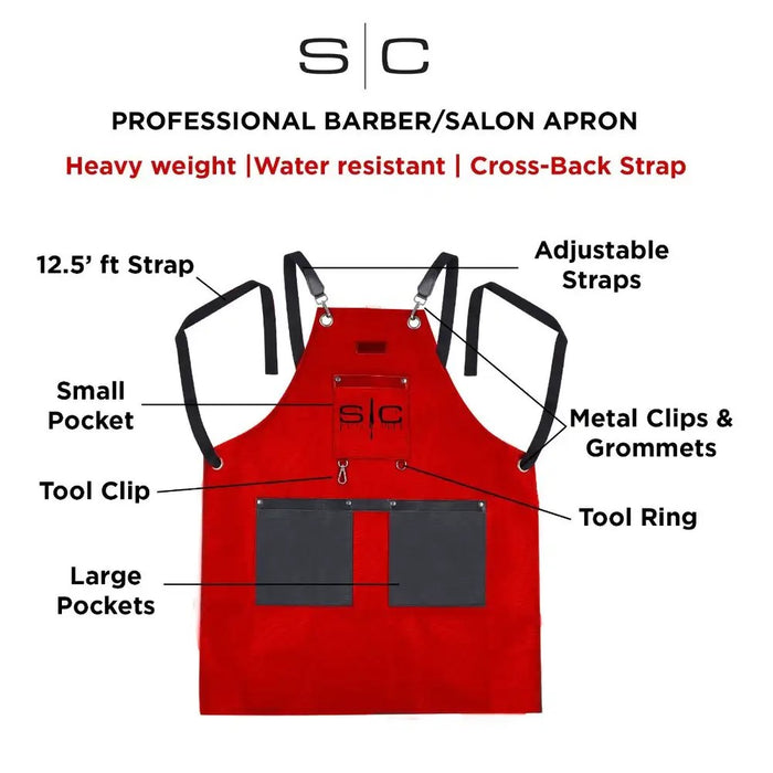 Stylecraft Heavy Weight Waterproof Barber/Salon Hair Cutting Apron Red/Black #SC315R