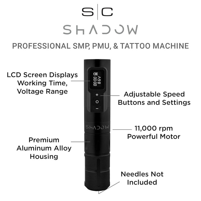 Stylecraft SHADOW Professional 3-IN-1 Cordless SMP, PMU & Tattoo Machine #SC321B