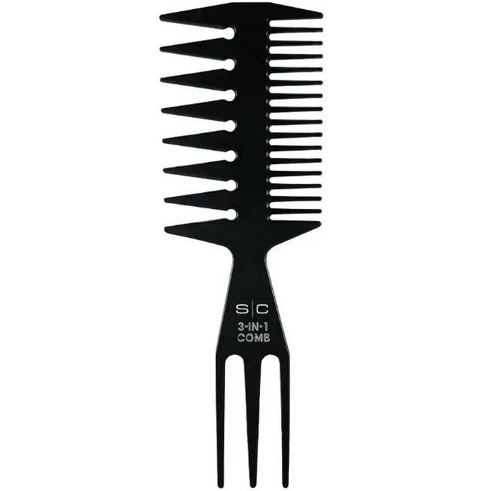 Stylecraft 3-in-1 Wide Tooth Texturing Barber or Stylist Fish Hair Comb #SC3COMB