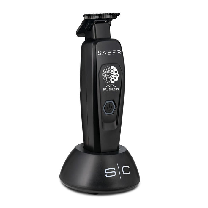 Stylecraft Saber Professional Full Metal Body Digital Brushless Motor Cordless Hair Trimmer - Black #SC403B