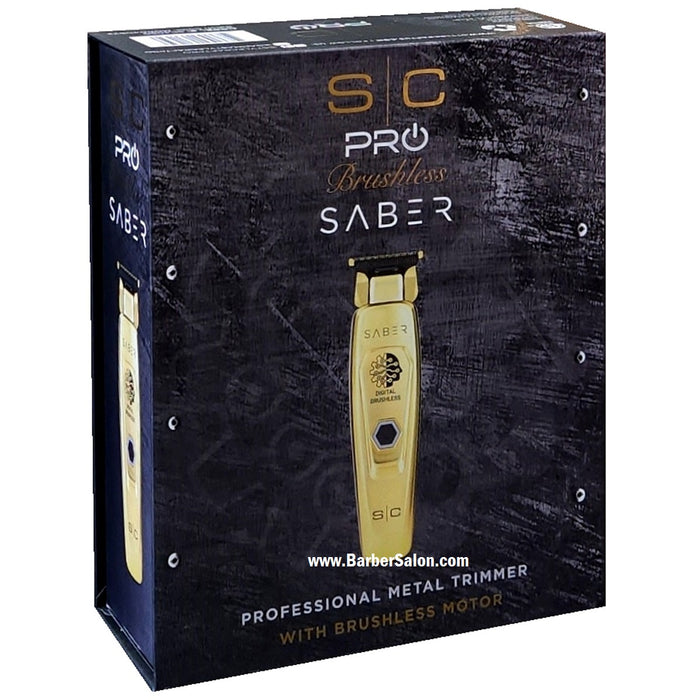 Stylecraft Saber Professional Full Metal Body Digital Brushless Motor Cordless Hair Trimmer - Gold #SC405G