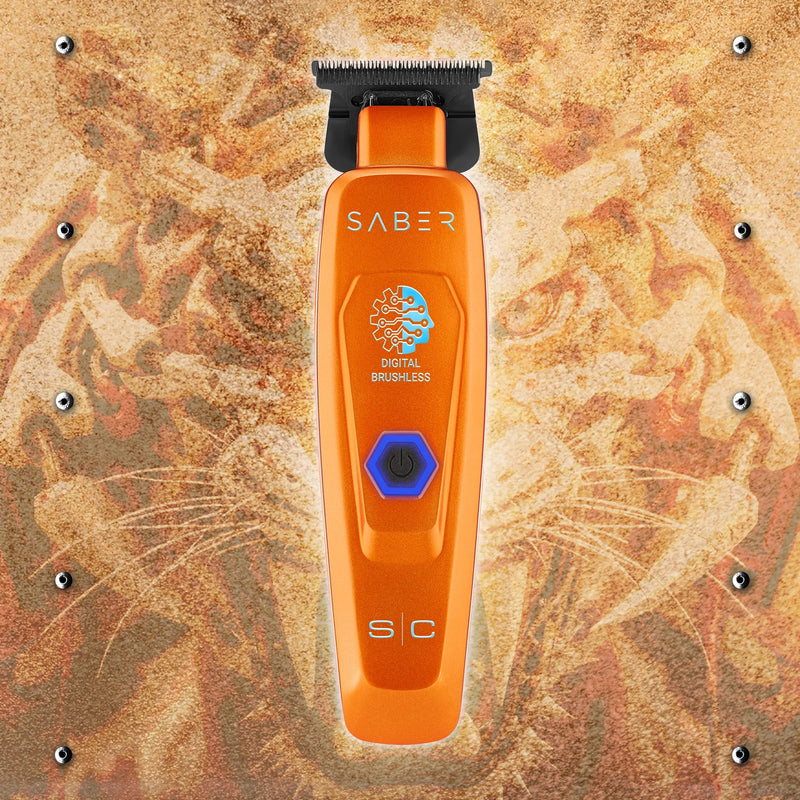 Stylecraft Saber Professional Full Metal Body Digital Brushless Motor Cordless Hair Trimmer - Orange #SC421O