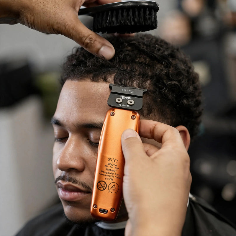 Stylecraft Saber Professional Full Metal Body Digital Brushless Motor Cordless Hair Trimmer - Orange #SC421O