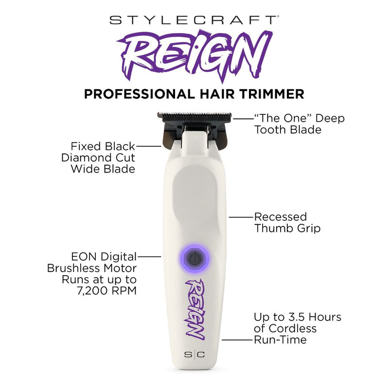 Stylecraft REIGN Professional Clipper & Trimmer - White [DUO]