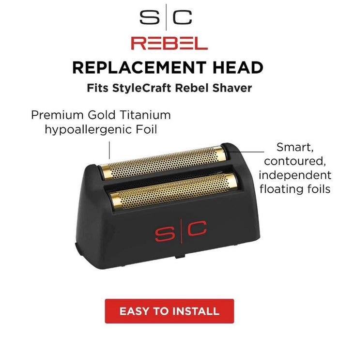 Stylecraft Replacement Gold Titanium Foil Head Compatible with the Rebel Foil Shaver #SC515G