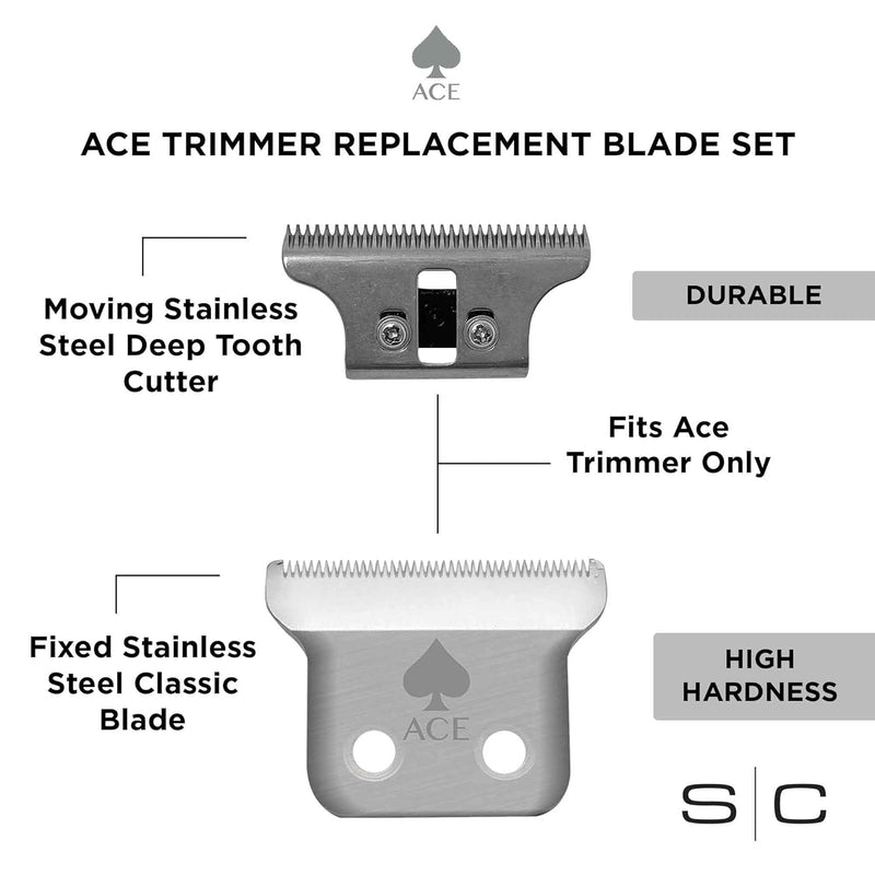 Stylecraft Replacement Fixed Stainless Steel Ace Trimmer Blade with Stainless Steel Deep Cutter Set #SC519S