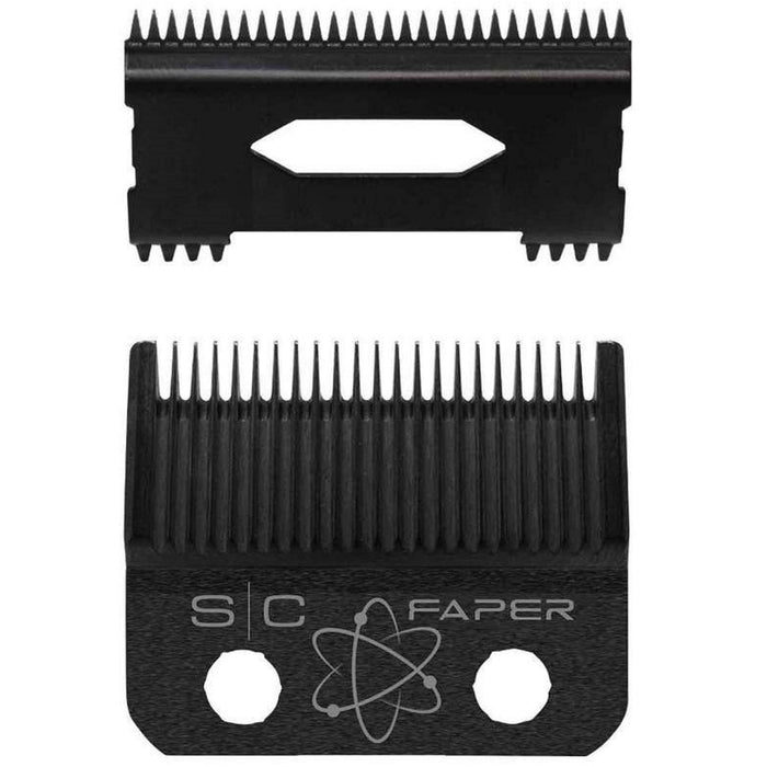 Stylecraft Replacement Fixed Black Diamond Carbon DLC Faper Hair Clipper Blade with Moving Black Diamond Carbon Slim Deep Tooth Cutter set ##SC520B