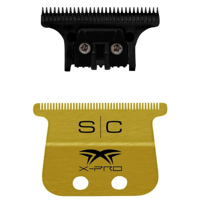 Stylecraft Replacement Fixed Gold Titanium X-Pro Wide Hair Trimmer Blade with Black Diamond Carbon DLC THE ONE Cutter Set #SC527GB