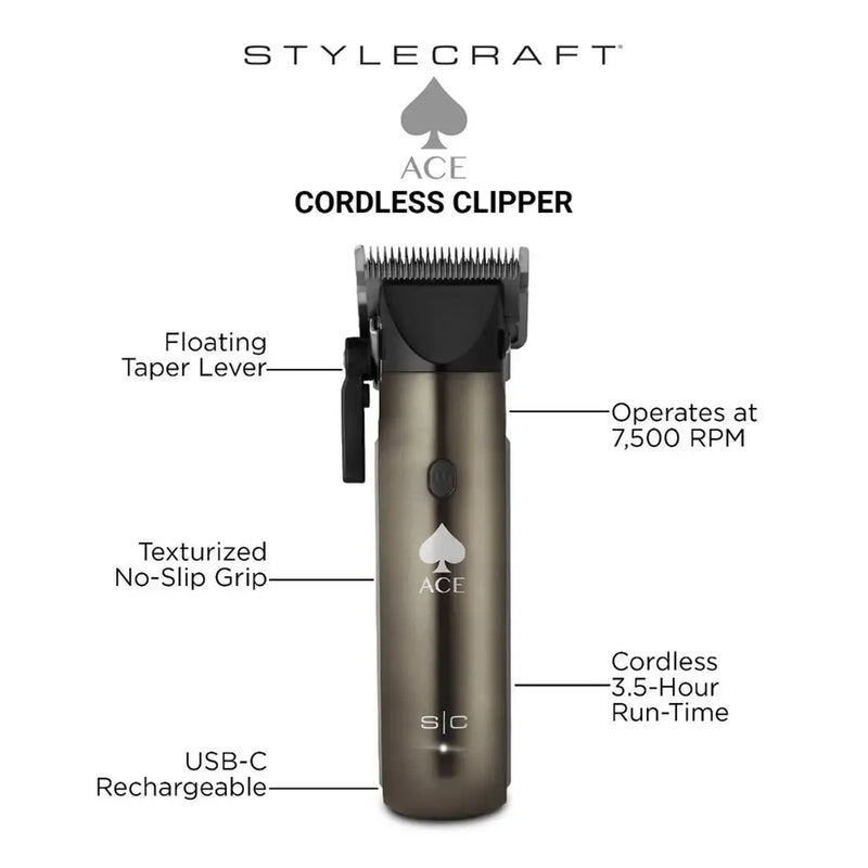 Stylecraft ACE Compact Cordless Clipper #SC618GY