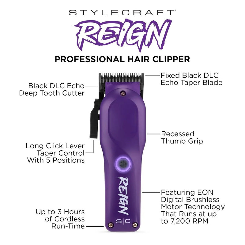 Stylecraft REIGN Professional Clipper & Trimmer - Purple [DUO]