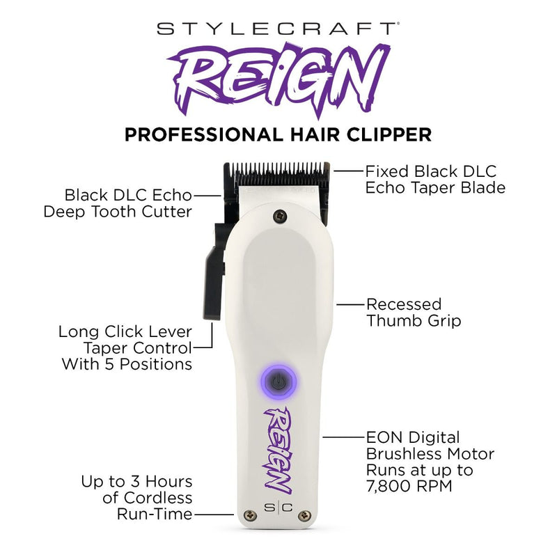 Stylecraft REIGN Professional Clipper & Trimmer - White [DUO]