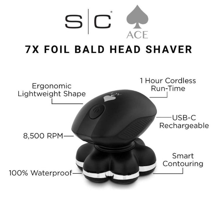 Stylecraft Ace Bald Head Shaver - 7X Foil Bald Head Shaver #SC804B