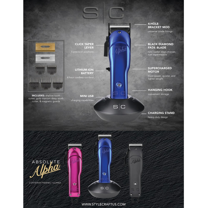 Stylecraft Absolute Alpha Professional Modular Cordless Hair Clipper #SCAACS