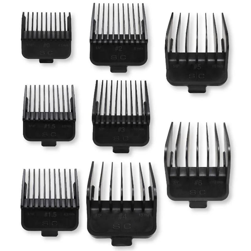 Stylecraft Pack of 8 Universal Magnetic DUB Clipper Guards - Black #SCDMGB