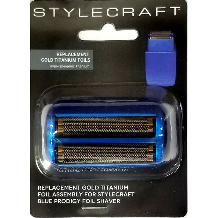 Stylecraft Replacement Gold Titanium Foil Head Compatible with the Prodigy Shaver - Blue #SCGRFAZWP