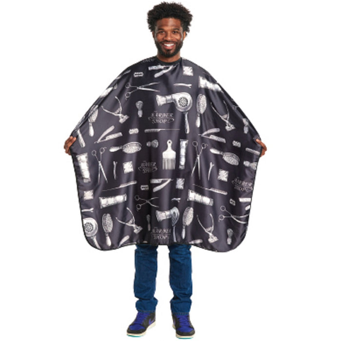 Scalpmaster Black Barber Print Styling Cape #4141