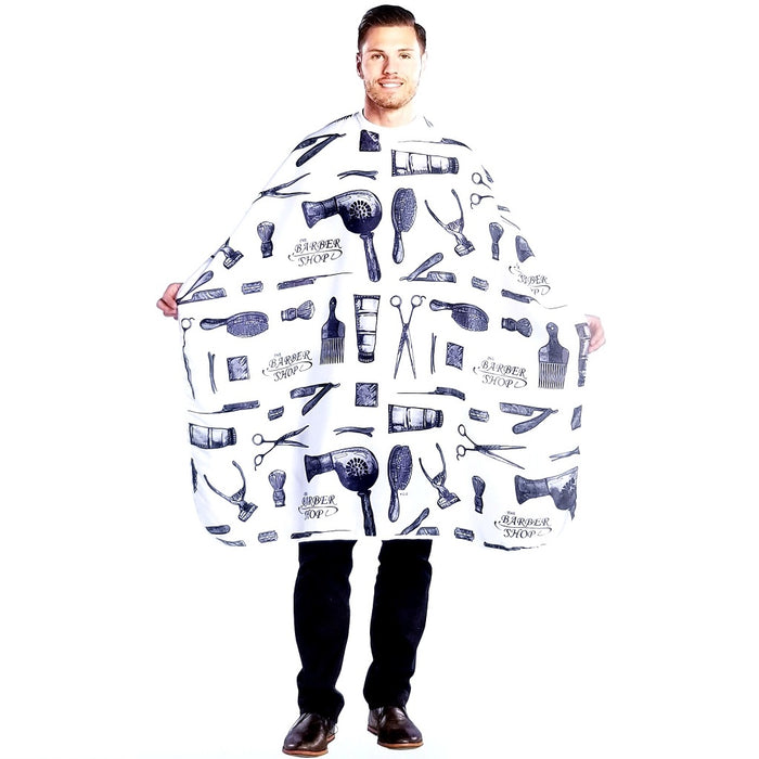 Scalpmaster White Barber Print Styling Cape #4132