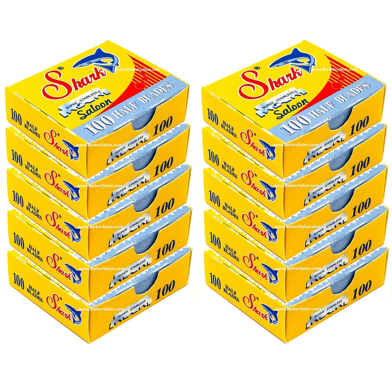 Shark Single Edge Super Stainless Half 1,000 Blades - 100 Blades x 10 Pack (Bulk)