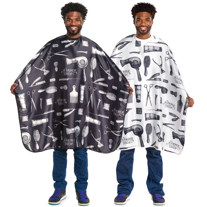 Scalpmaster Black Barber Print Styling Capes [2 Color Options]