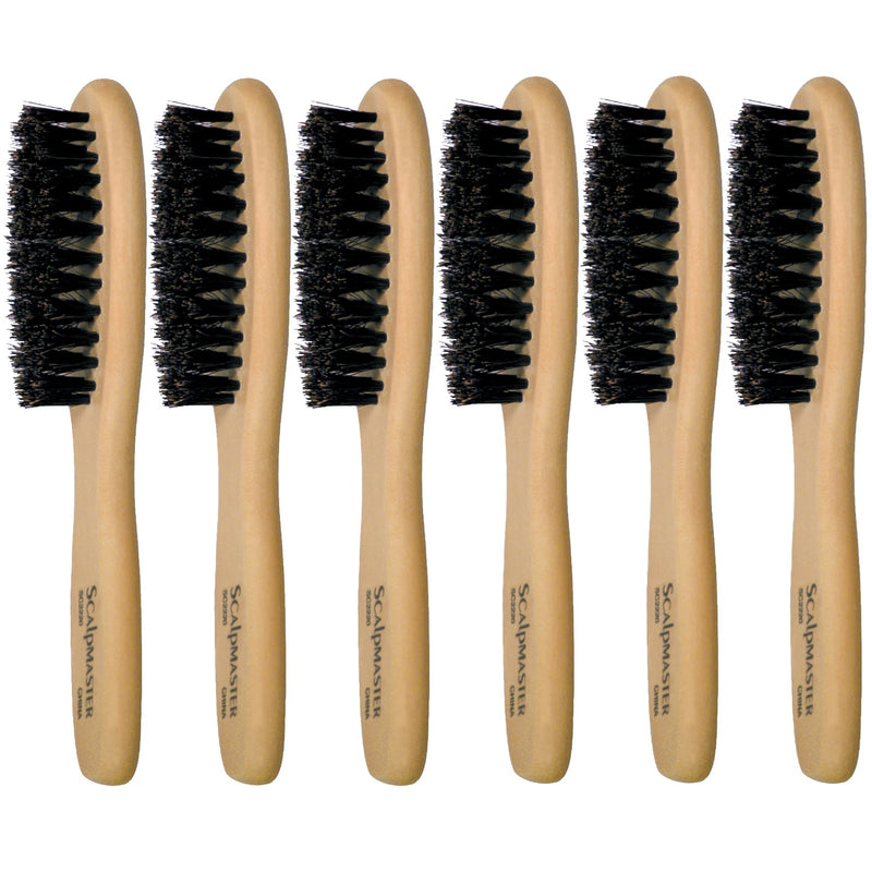 Scalpmaster 100% Boar Bristle 4 Row Beard Brush #SC2220 - 6 Pack (Bulk)