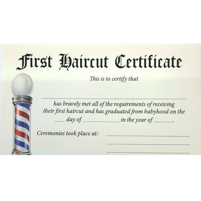 Stephan First Haircut Certificate - 12 Sheet