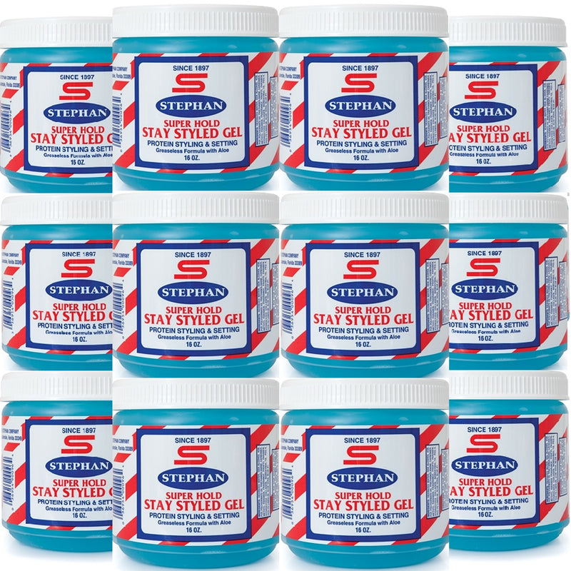 Stephan Stay Styled Gel Super Hold 16 oz - 12 Pack (Bulk)