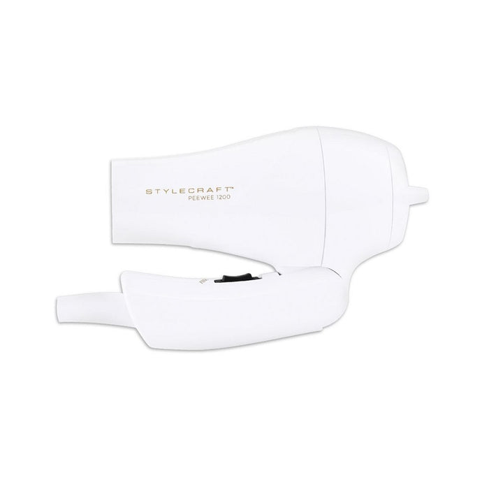 Stylecraft Peewee 1200 Folding Handle Dual Voltage Compact Travel Hair Dryer - White #SCPW1200W