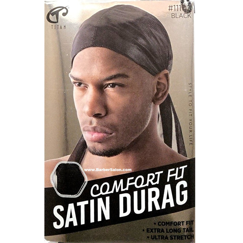 Titan Comfort Fit Satin Durag Black #11102