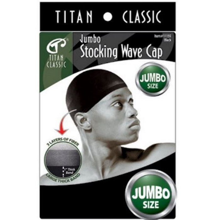 Titan Jumbo Stocking Wave Cap Black #11159