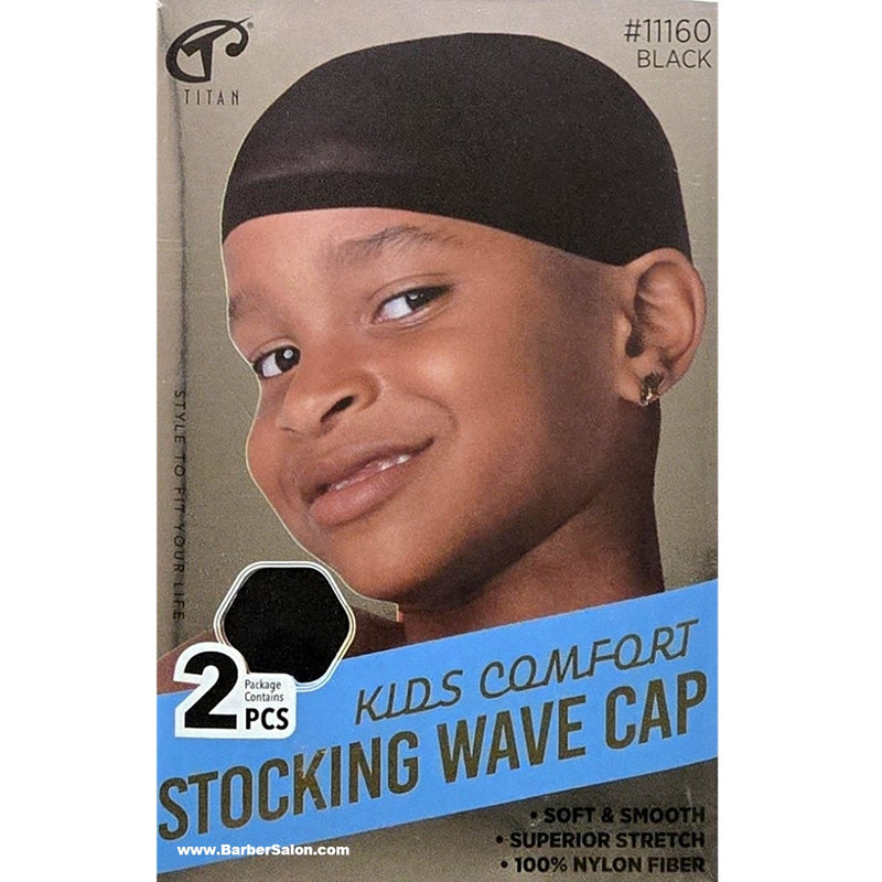 Titan Kids Comfort Stocking Wave Cap 2 Pcs Black #11160
