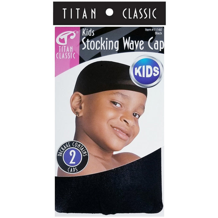 Titan Kids Stocking Wave Cap 2 Pcs Black #11160