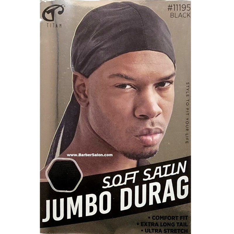 Titan Soft Satin Jumbo Durag Black #11195