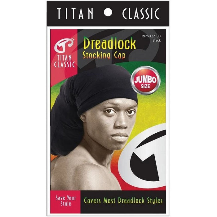 Titan Dreadlock Stocking Cap Jumbo Black #22138