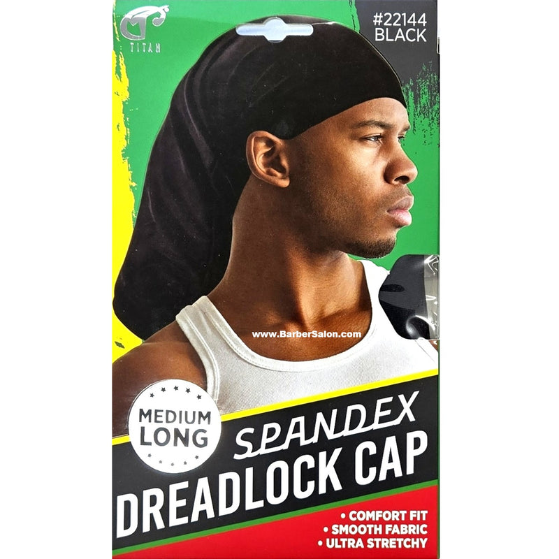 Titan Spandex Dreadlock Cap Medium Long Black #22144