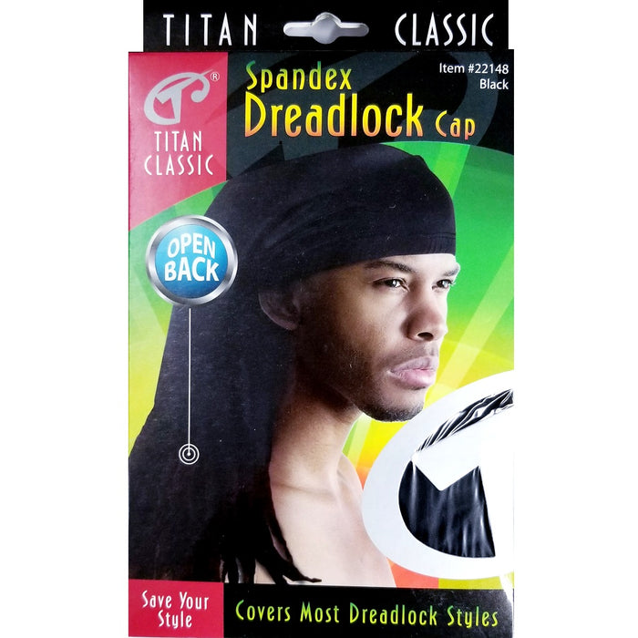 Titan Spandex Dreadlock Cap Open Back Black #22148