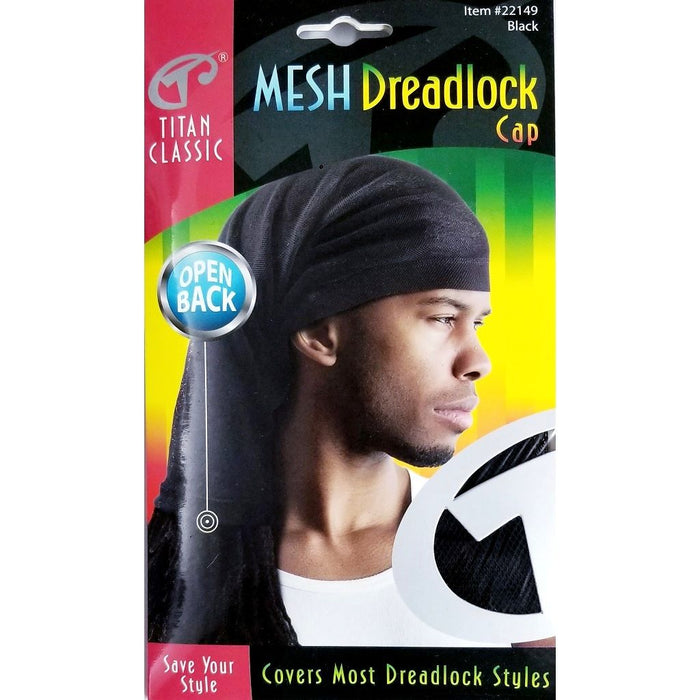 Titan Mesh Dreadlock Cap Open Back Black #22149