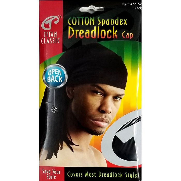 Titan Cotton Spandex Dreadlock Cap Black #22152