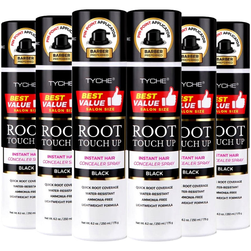 Tyche Root Touch Up Instant Hair Spray Black 6.2 oz #HLTU10 - 6 Pack (Bulk)
