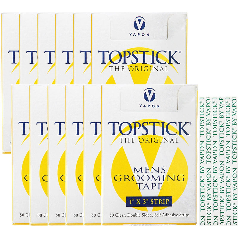Vapon Topstick Mens Grooming Tape [1" x 3"] 50 Strips #TS150 - 12 Pack (Bulk)