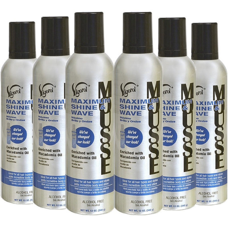 Vigorol Maximum Shine & Wave Mousse 12 oz - 6 Pack (Bulk)