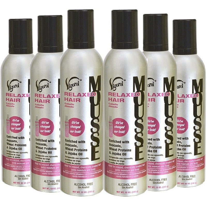 Vigorol Relaxed Hair Mousse 12 oz - 6 Pack (Bulk)